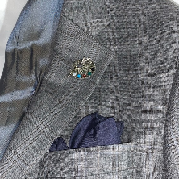 vintage 925 STERLING artist palette SEMI PRECIOUS paint CABOCHONS marcasite - Picture 2 of 15